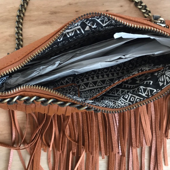 ✨NEW! Fringe cross body bag faux leather camel - Picture 4 of 5